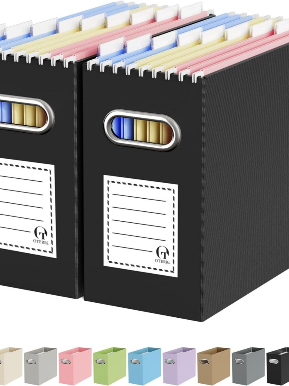 Portable Collapsible Cardboard File Box with Handle for Letter-Size